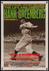 8a0974 LIFE & TIMES OF HANK GREENBERG 1sh 1999 Jewish baseball star, great image!