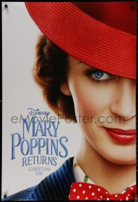8a0995 MARY POPPINS RETURNS teaser DS 1sh 2018 Disney sequel, close-up of Emily Blunt in title role!