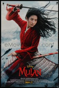 8a1010 MULAN advance DS 1sh 2020 Walt Disney live action remake, Yifei Liu in the title role w/sword!