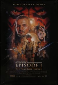 8a1043 PHANTOM MENACE style B fan club 1sh 1999 George Lucas, Star Wars Episode I, Drew Struzan art!