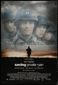 8a1087 SAVING PRIVATE RYAN DS 1sh 1998 Spielberg, cast image of Tom Hanks, Tom Sizemore, Matt Damon!