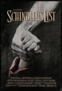 8a1089 SCHINDLER'S LIST DS 1sh 1993 Steven Spielberg World War II classic, Best Picture!