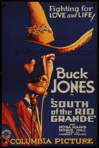 8a0082 SOUTH OF THE RIO GRANDE S2 poster 2000 best close-up art of western cowboy Buck Jones!