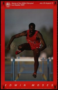 8a0182 1984 SUMMER OLYMPICS 22x34 commercial poster 1984 great images of track star Edwin Moses!