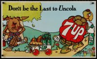 8a0109 7 UP 20x33 advertising poster 1971 tortoise with wagon drinking soda & passing hare!