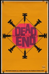 8a0217 DEAD END 26x40 special poster 1960s Franklin National Bank, anti drug art by Thomas Kay!
