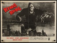 8a0227 KING KONG 19x25 special poster R1952 best image of ape w/Fay Wray over New York skyline!
