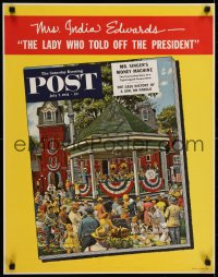 8a0261 SATURDAY EVENING POST July 7 22x28 special poster 1955 cool Dohanos art of gazebo concert!