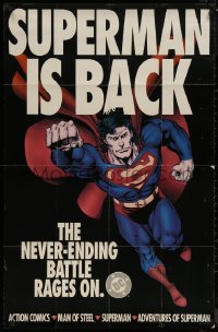 8a0242 SUPERMAN 28x43 special poster 1993 comic superhero, Action Comics, he is back!