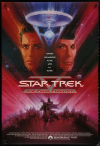 8a1117 STAR TREK V 1sh 1989 The Final Frontier, art of William Shatner & Leonard Nimoy by Bob Peak!