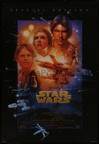 8a1119 STAR WARS style B advance 1sh R1997 George Lucas sci-fi classic, cool art montage by Drew Struzan!