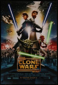 8a1123 STAR WARS: THE CLONE WARS advance DS 1sh 2008 Anakin Skywalker, Yoda, & Obi-Wan Kenobi!