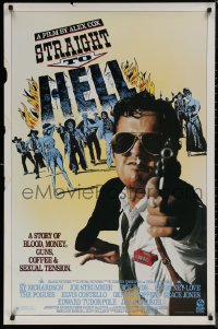8a1127 STRAIGHT TO HELL 1sh 1987 Alex Cox, a story of blood, money, guns, coffee & sexual tension!