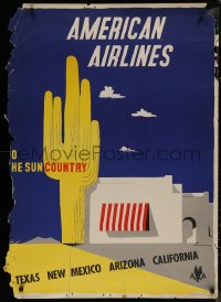 8a0161 AMERICAN AIRLINES TO THE SUN COUNTRY 29x40 travel poster 1948 Kauffer E. McKnight art!