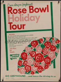 8a0164 GREYHOUND ROSE BOWL HOLIDAY TOUR 28x38 travel poster 1960s college football + Disney & Universal!