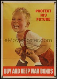 8a0122 BUY & KEEP WAR BONDS 29x40 WWII war poster 1944 art of a smiling child by Ruth Nichols!