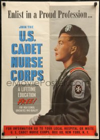 8a0124 JOIN THE U.S. CADET NURSE CORPS 20x28 WWII war poster 1943 great profile image!