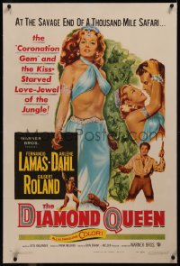 8b0045 DIAMOND QUEEN linen 1sh 1953 artwork of super sexy love-jewel jungle beauty Arlene Dahl!