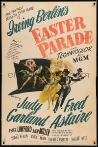 8b0053 EASTER PARADE linen style D 1sh 1948 art of Judy Garland & Fred Astaire, Irving Berlin musical