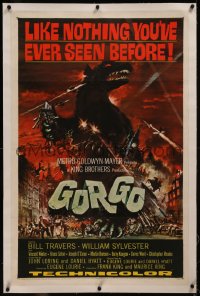 8b0082 GORGO linen 1sh 1961 great artwork of giant monster terrorizing London by Joseph Smith!