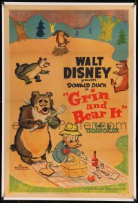 8b0087 GRIN & BEAR IT linen 1sh 1954 Walt Disney, Humphrey wants Donald Duck's picnic, ultra rare!