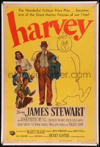 8b0092 HARVEY linen 1sh 1950 great image of James Stewart standing by 6 foot imaginary rabbit, rare!