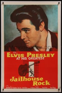 8b0112 JAILHOUSE ROCK linen 1sh 1957 classic art of Elvis Presley by Bradshaw Crandell, rock & roll!