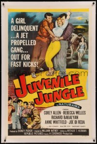8b0116 JUVENILE JUNGLE linen 1sh 1958 a girl delinquent & a jet propelled gang out for fast kicks!