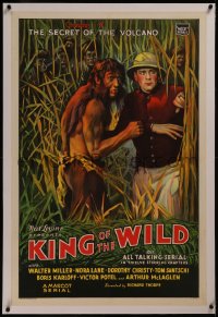 8b0117 KING OF THE WILD linen chapter 4 1sh 1931 stone litho of half-man half-ape in jungle, serial!