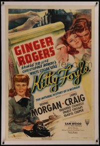 8b0118 KITTY FOYLE linen 1sh 1940 great art of White Collar Girl Ginger Rogers & Dennis Morgan!