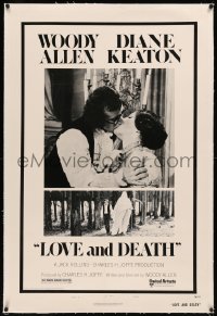 8b0138 LOVE & DEATH linen style B 1sh 1975 Woody Allen & Diane Keaton romantic kiss close up!