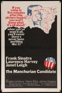 8b0144 MANCHURIAN CANDIDATE linen 1sh 1962 cool art of Frank Sinatra, directed by John Frankenheimer!