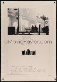 8b0145 MANHATTAN linen style B 1sh 1979 classic image of Woody Allen & Diane Keaton by bridge!