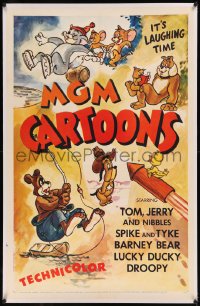 8b0150 MGM CARTOONS linen 1sh 1955 Tom & Jerry, Droopy, Spike & Tyke, Barney Bear, Lucky Ducky!