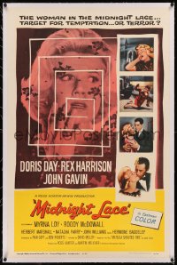 8b0153 MIDNIGHT LACE linen 1sh 1960 Harrison, John Gavin, fear possessed Doris Day as love once had!
