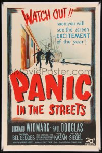 8b0174 PANIC IN THE STREETS linen 1sh 1950 Richard Widmark, Walter Jack Palance, Elia Kazan film noir!