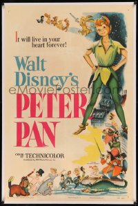 8b0177 PETER PAN linen 1sh 1953 Disney, art of J.M. Barrie's boy who would not grow up, very rare!