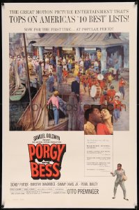 8b0179 PORGY & BESS linen 1sh 1959 art of Sidney Poitier, Dorothy Dandridge & Sammy Davis Jr.!