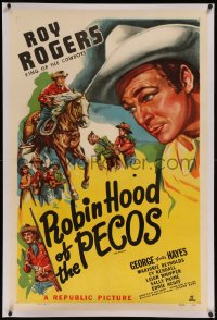 8b0202 ROY ROGERS linen 1sh 1948 wonderful art of the cowboy star, Robin Hood of the Pecos!