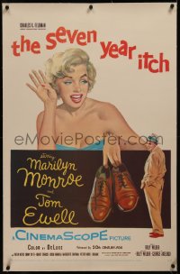 8b0205 SEVEN YEAR ITCH linen 1sh 1955 Billy Wilder, great art of sexy Marilyn Monroe & Tom Ewell!