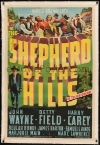 8b0208 SHEPHERD OF THE HILLS linen 1sh 1941 John Wayne, from Harold Bell Wright novel, great art!