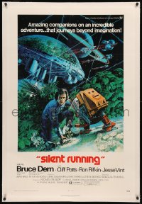8b0211 SILENT RUNNING linen 1sh 1972 Douglas Trumbull, cool art of Bruce Dern & his robot by Akimoto!