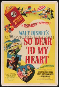 8b0215 SO DEAR TO MY HEART linen 1sh 1949 Walt Disney, Burl Ives w/guitar, a dilly-dilly delight!