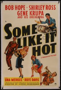 8b0216 SOME LIKE IT HOT linen 1sh 1939 Bob Hope, Shirley Ross & Una Merkel, Gene Krupa on drums!