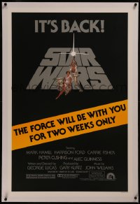 8b0225 STAR WARS linen studio style 1sh R1981 The Force Will Be With You For Two Weeks Only!