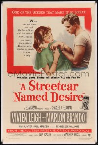 8b0230 STREETCAR NAMED DESIRE linen 1sh 1951 Marlon Brando & Vivien Leigh, Elia Kazan classic!
