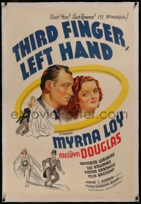 8b0240 THIRD FINGER LEFT HAND linen style D 1sh 1940 Melvyn Douglas pretends to be Myrna Loy's husband!