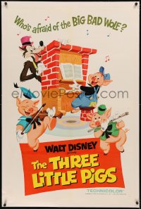 8b0241 THREE LITTLE PIGS linen 1sh R1968 Walt Disney animation of the classic children's fairy tale!