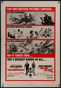 8b0243 THUNDERBALL/YOU ONLY LIVE TWICE linen 1sh 1971 Sean Connery's two biggest James Bonds of all!