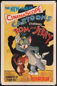 8b0247 TOM & JERRY linen 1sh 1955 great full art of the cartoon cat & mouse dancing with hats, rare!